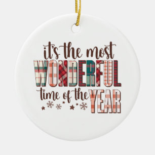 Xmas Gift It's The Most Wonderful Time Of The Year Ceramic Tree Decoration
