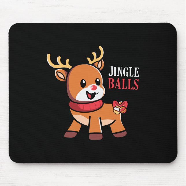 Xmas Gift Jingle Balls Reindeer Mouse Mat (Front)