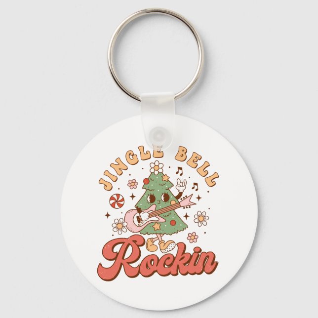 Xmas Gift Jingle Bell Rockin Key Ring (Front)