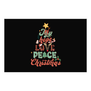 Xmas Gift Joy Hope Love Peace Christmas Tree Photo Print