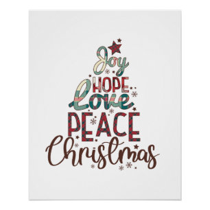 Xmas Gift Joy Love Peace Christmas Poster