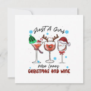 Xmas Gift Just A Girl Who Loves Christmas And Wine Invitation