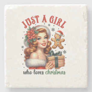 Xmas Gift Just A Girl Who Loves Christmas Stone Coaster
