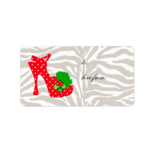 Xmas Gift Labels Cute Zebra Shoe Red dots
