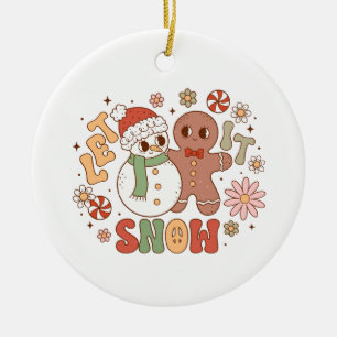 Xmas Gift Let It Snow Ceramic Tree Decoration