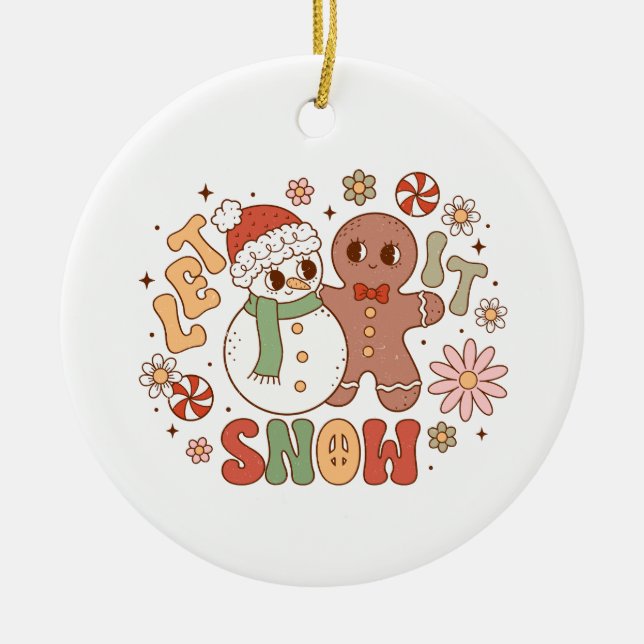 Xmas Gift Let It Snow Ceramic Tree Decoration (Front)