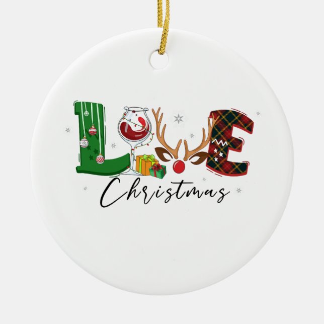 Xmas Gift Love Christmas Ceramic Tree Decoration (Front)