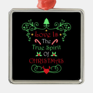 Xmas Gift Love Is The True Spirit of Christmas Metal Tree Decoration