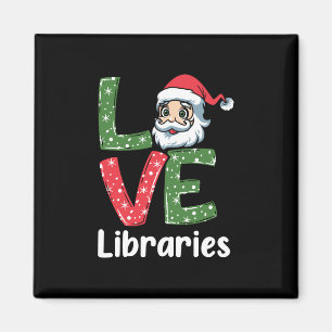 Xmas Gift LOVE Libraries Cute Santa Magnet