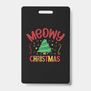Xmas Gift Meowy Christmas ID Badge