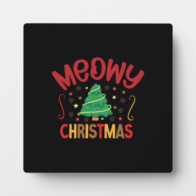Xmas Gift Meowy Christmas Plaque (Front)