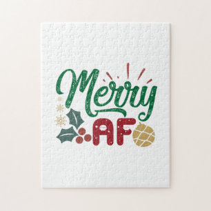 Xmas Gift Merry AF Cool Sassy Jigsaw Puzzle