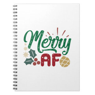 Xmas Gift Merry AF Cool Sassy Notebook