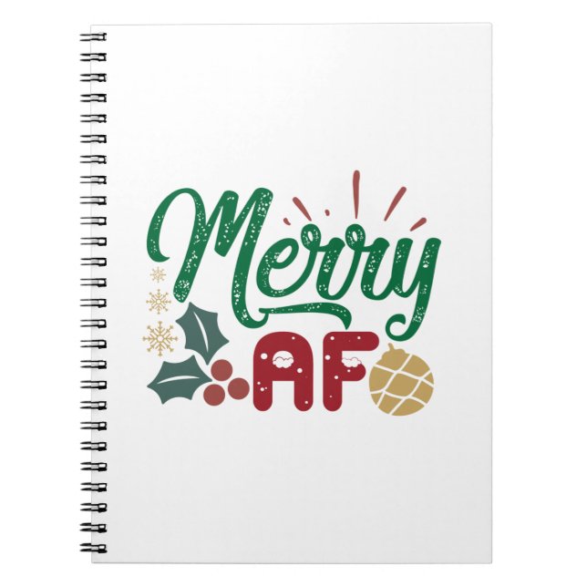 Xmas Gift | Merry AF Cool Sassy Notebook (Front)