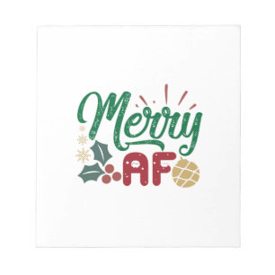 Xmas Gift Merry AF Cool Sassy Notepad