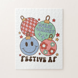 Xmas Gift Merry And Bright Festive AF Jigsaw Puzzle