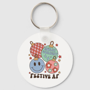 Xmas Gift Merry And Bright Festive AF Key Ring