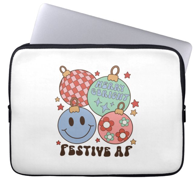 Xmas Gift Merry And Bright Festive AF Laptop Sleeve (Front)