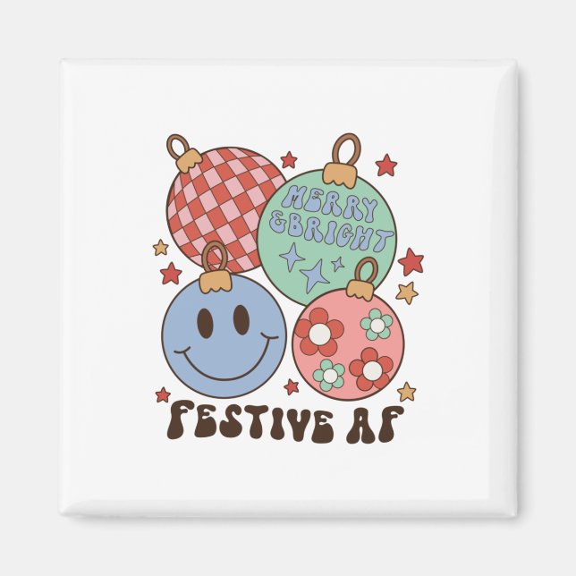 Xmas Gift Merry And Bright Festive AF Magnet (Front)