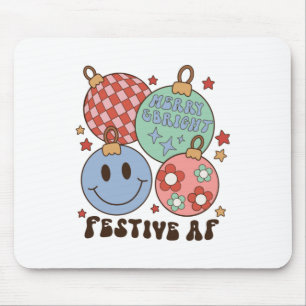 Xmas Gift Merry And Bright Festive AF Mouse Mat