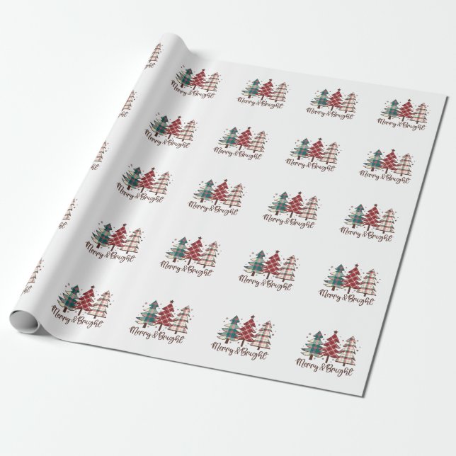 Xmas Gift Merry and Bright Wrapping Paper (Unrolled)