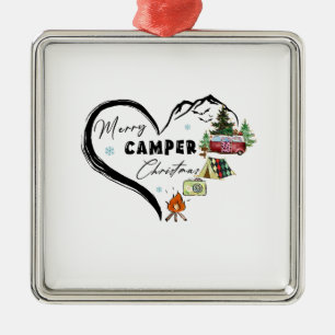 Xmas Gift Merry Camper Christmas Metal Tree Decoration