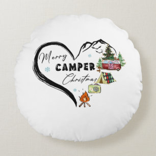 Xmas Gift Merry Camper Christmas Round Cushion