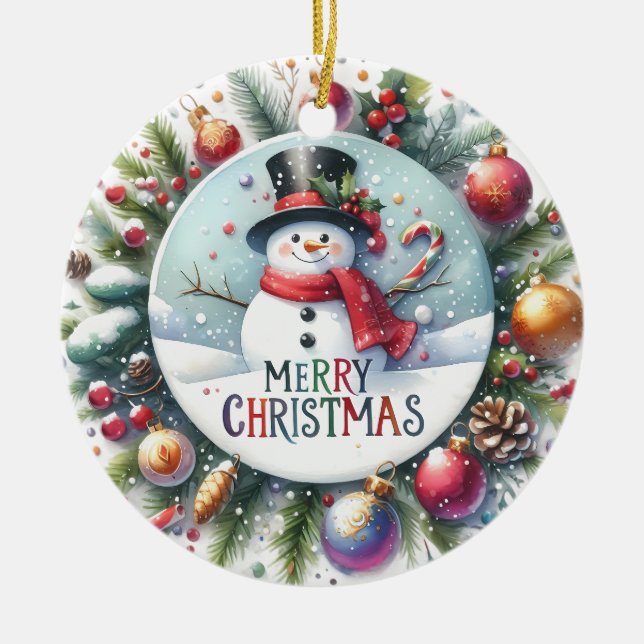Xmas Gift Merry Christmas Ceramic Tree Decoration (Front)
