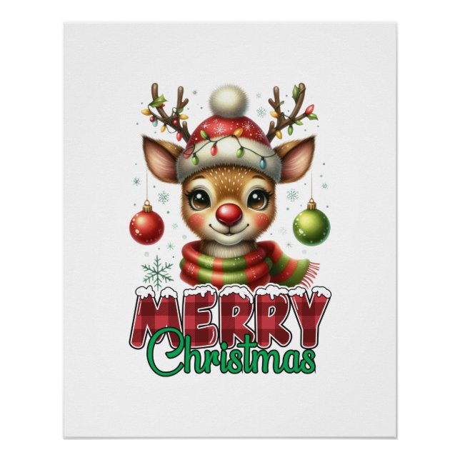 Xmas Gift Merry Christmas Reindeer Poster (Front)