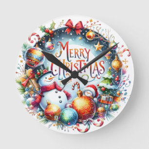 Xmas Gift Merry Christmas Round Clock