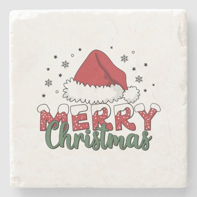 Xmas Gift Merry Christmas Stone Coaster (Front)