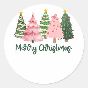 Xmas Gift Merry Christmas Tree Classic Round Sticker