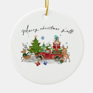 Xmas Gift Merry Christmas Yall Ceramic Tree Decoration