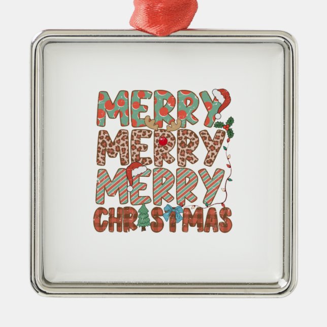Xmas Gift Merry Merry Merry Christmas Metal Tree Decoration (Front)