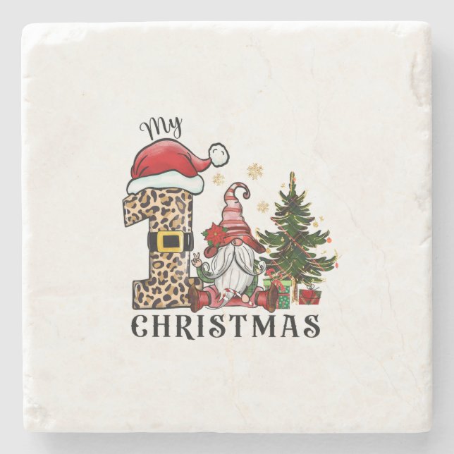 Xmas Gift My First Christmas Stone Coaster (Front)