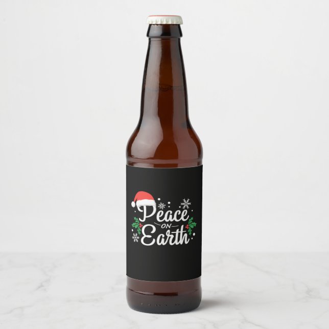 Xmas Gift Peace On Earth Beer Bottle Label (Front)
