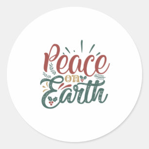 Xmas Gift Peace On Earth Classic Round Sticker