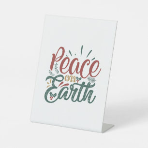 Xmas Gift Peace On Earth Pedestal Sign