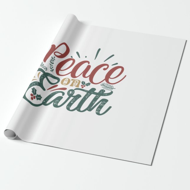 Xmas Gift | Peace On Earth Wrapping Paper (Unrolled)