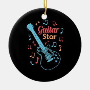 Xmas Gift   Proud Guitarist Star Ceramic Tree Decoration