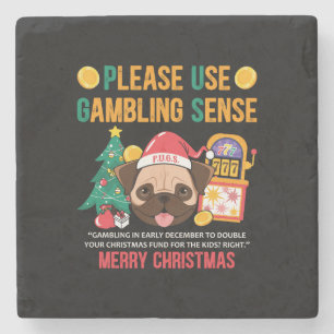 Xmas Gift PUGS The Canine Counsellor Stone Coaster