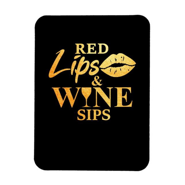 Xmas Gift | Red Lips And Wine Sips Magnet (Vertical)