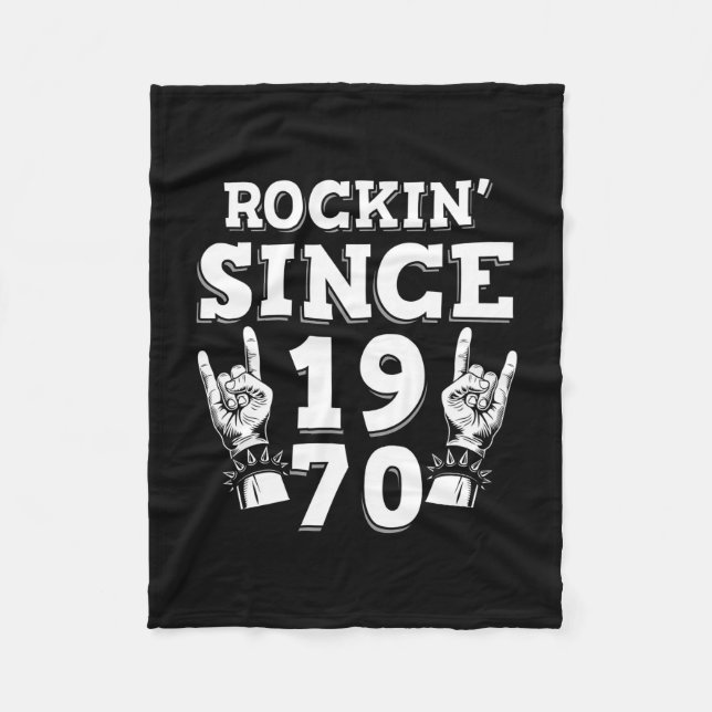 Xmas Gift | Rockin Since 1970 Fleece Blanket (Front)