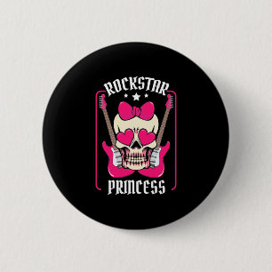 Xmas Gift Rockstar Princess Skull 6 Cm Round Badge