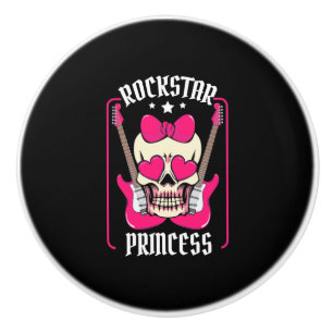 Xmas Gift Rockstar Princess Skull Ceramic Knob