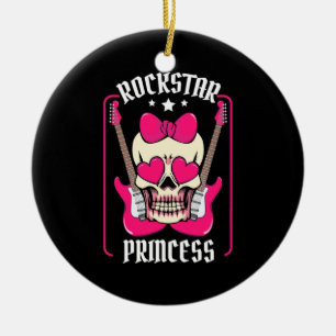 Xmas Gift   Rockstar Princess Skull Ceramic Tree Decoration