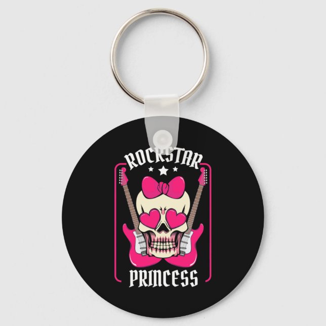 Xmas Gift | Rockstar Princess Skull Key Ring (Front)