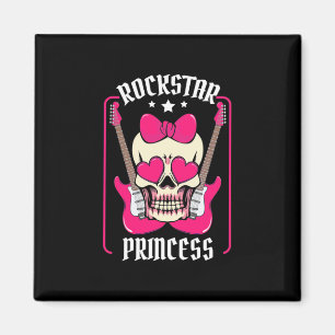Xmas Gift Rockstar Princess Skull Magnet
