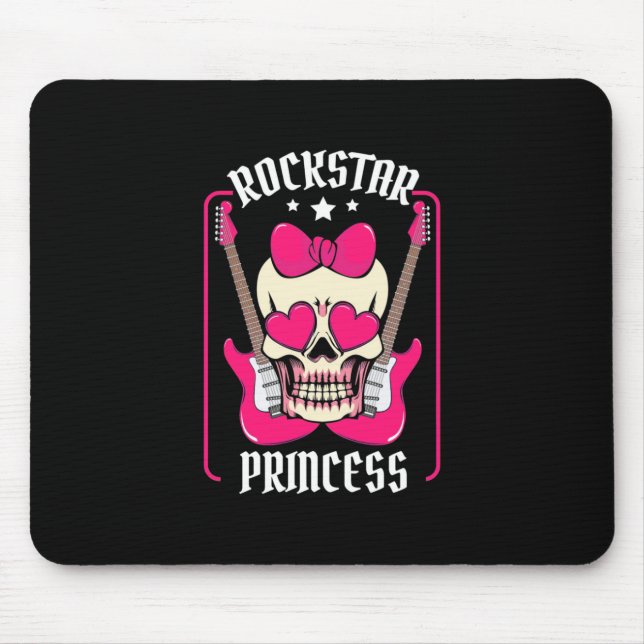 Xmas Gift | Rockstar Princess Skull Mouse Mat (Front)