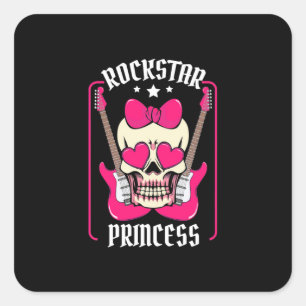 Xmas Gift   Rockstar Princess Skull Square Sticker